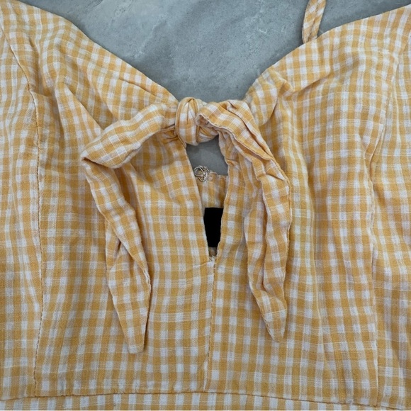 Women’s Lulus Music City Gingham Tie Front Spaghetti Strap Mini Dress Small - Picture 6 of 16